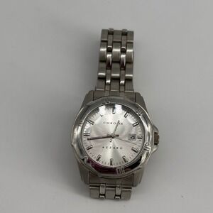 Azzaro‎ Chrome Mens Silver Stainless Steel Watch Japan Quartz Date 3ATM Untested